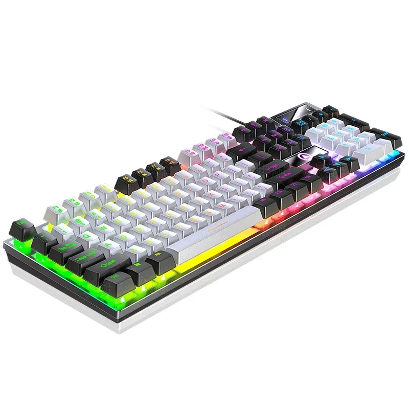 

Luminous Rainbow Mechanical Feel Keyboard 104 Keys USB Wired Gaming Keyboard for Laptop Computer PC Gamer Backlight Keyboard