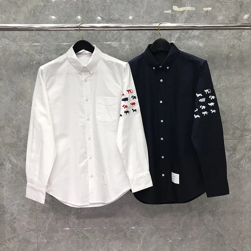 

Ox Cloth Long Sve irt Men's Casual Embroidery Trendy Couple's irt No Ironing Required Summer Youth ular Sle