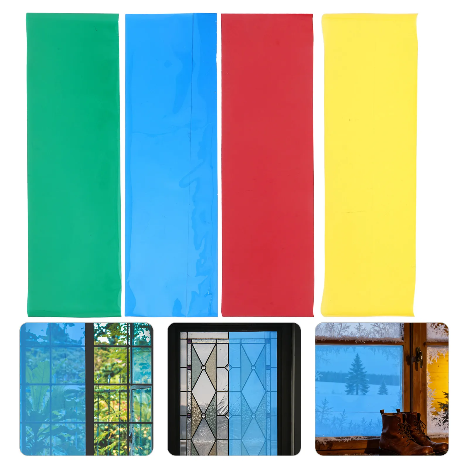 

4 Rolls Rainbow Window Sticker Adhesive Vinyl Explosion-Proof Sun-Blocking Decoration Raamfolie For Window Door Glass Partition