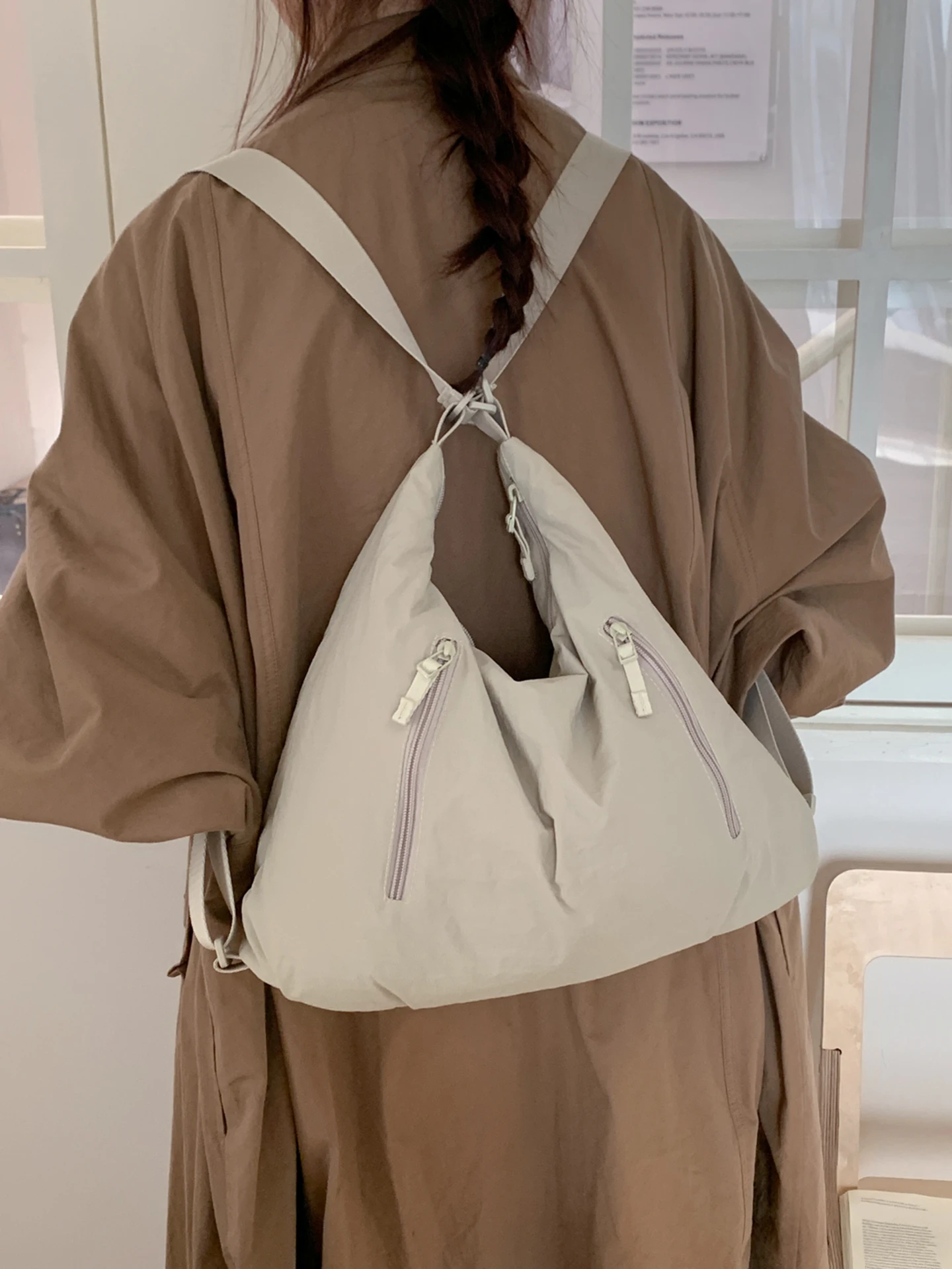 Multi-Functional Nylon Tote Bag Large Capacity Commuter Three-Use Crossbody Bag Simple Commute to Work Thick Backpack