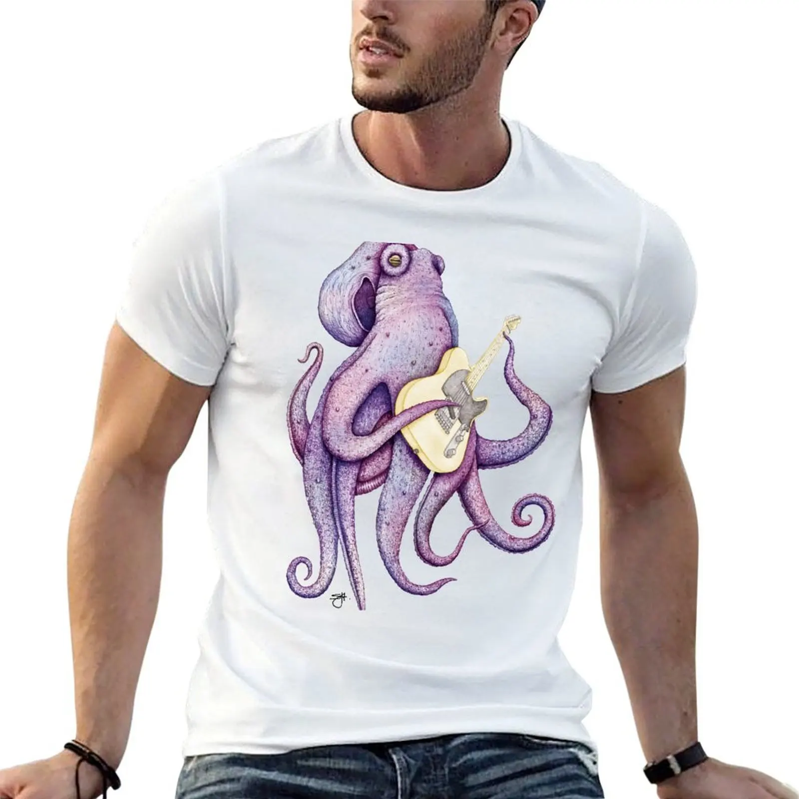 Diseñador para camiseta hacha wielding t t hombre pulpo hombre-camisas camiseta personalizada camisetas gráficas camisa de POLAH