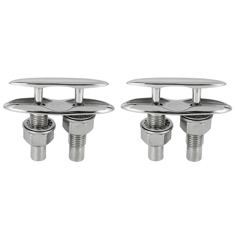 

2X Boat Ship Mooring Dock Neat Cleat Stainless Steel Double-Deck Push-Pull Cable Bolt Marine