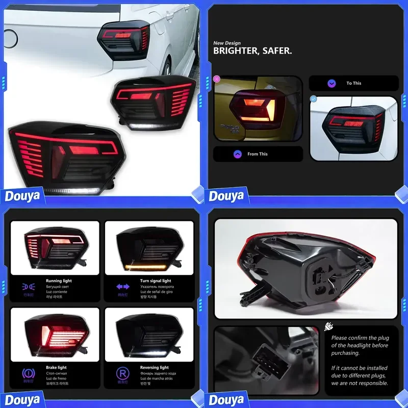 Car Lights for Polo Led Tail Light 2019-2022 Vento Rear Lamp DRL Animation Dynamic Signal Reverse Automotive Accessories