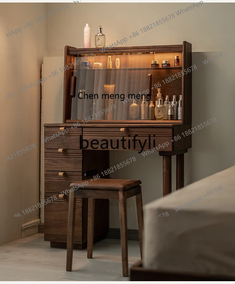 

178North American black walnut dresser solid wood makeup table Nordic storage jewelry cabinet