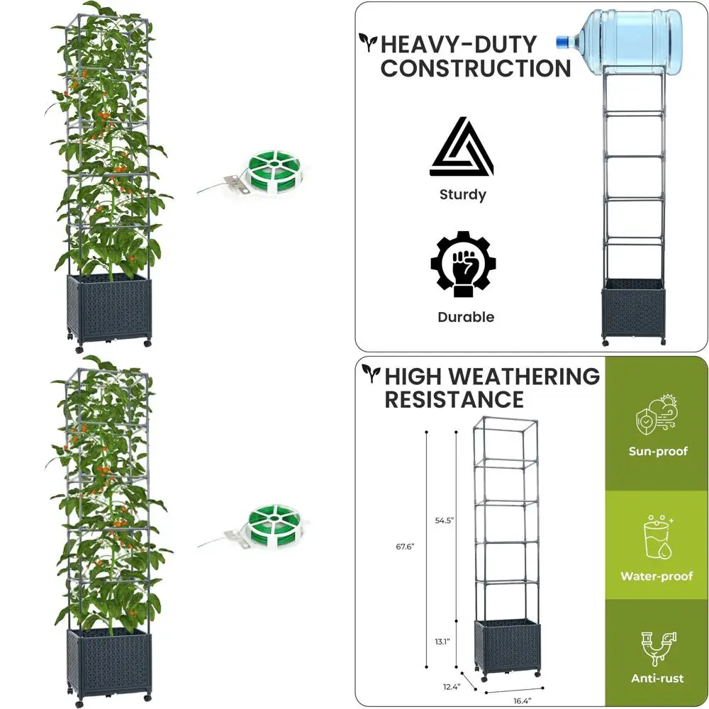 

Self-Watering 67.6 Raised Garden Bed with Tomato Cage and Trellis for Outdoor Plants