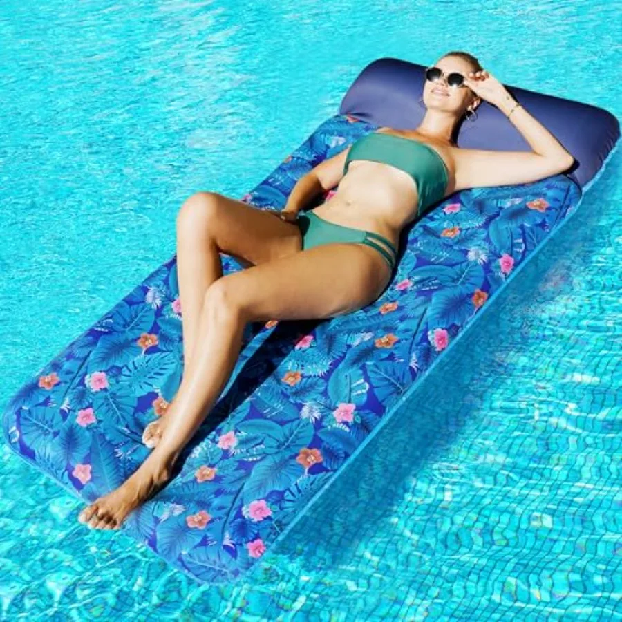 

Oversized Adult Pool Float Lounge 72×37 Inch Inflatable Lounger with Pillow for Water Fun