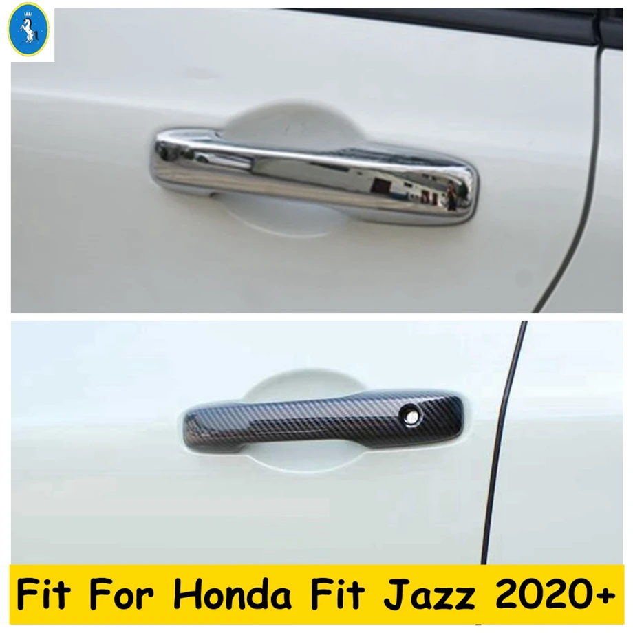 

Auto Door Grab Handle Decor Sticker Cover Trim For Honda Fit Jazz GR 2020 2021 2022 ABS Accessories Chrome / Carbon Fiber Look