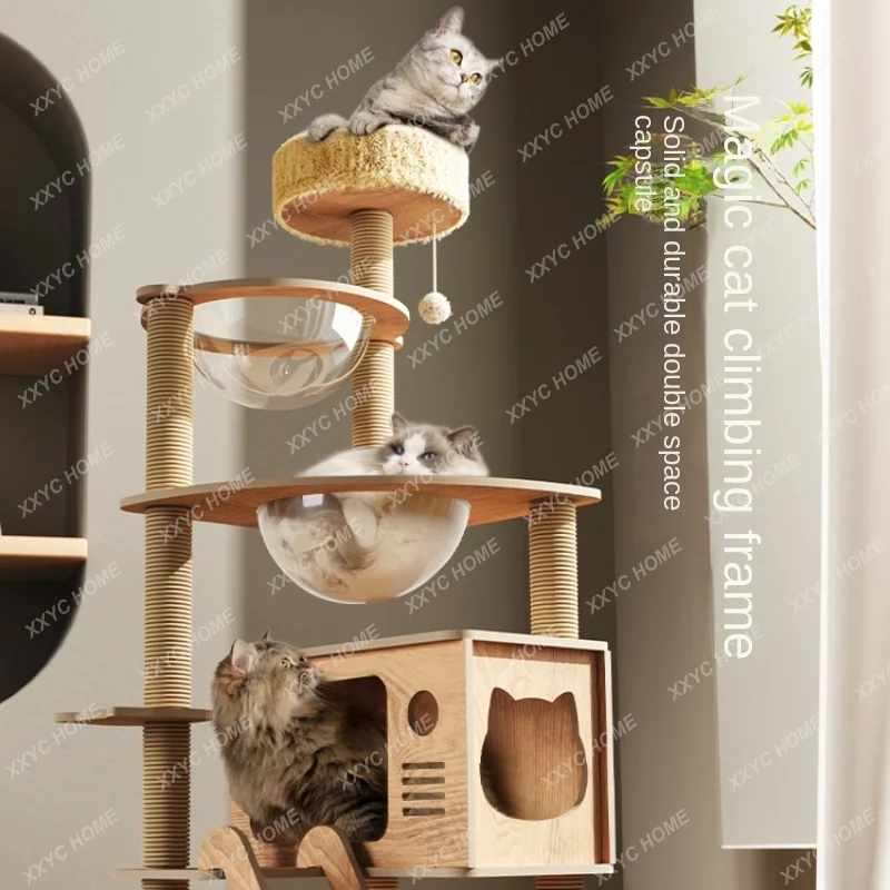 

Cat climbing frame, cat litter, cat tree integration , non-solid wood space capsule climbing column