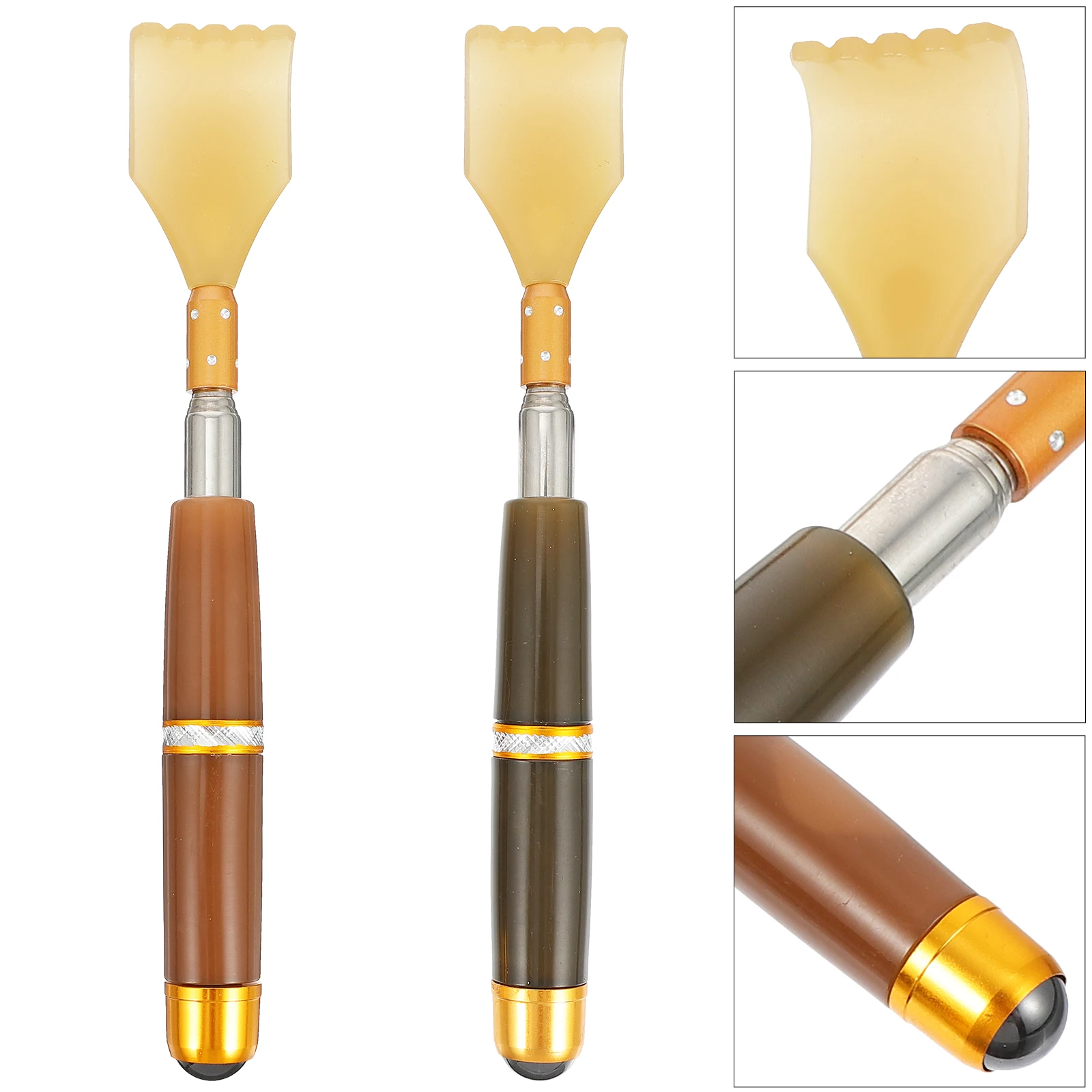

2pcs Back Claw Back Scratching Tool Retractable Itching Relief Tool Light Portable Massager For All Ages Green Coffee