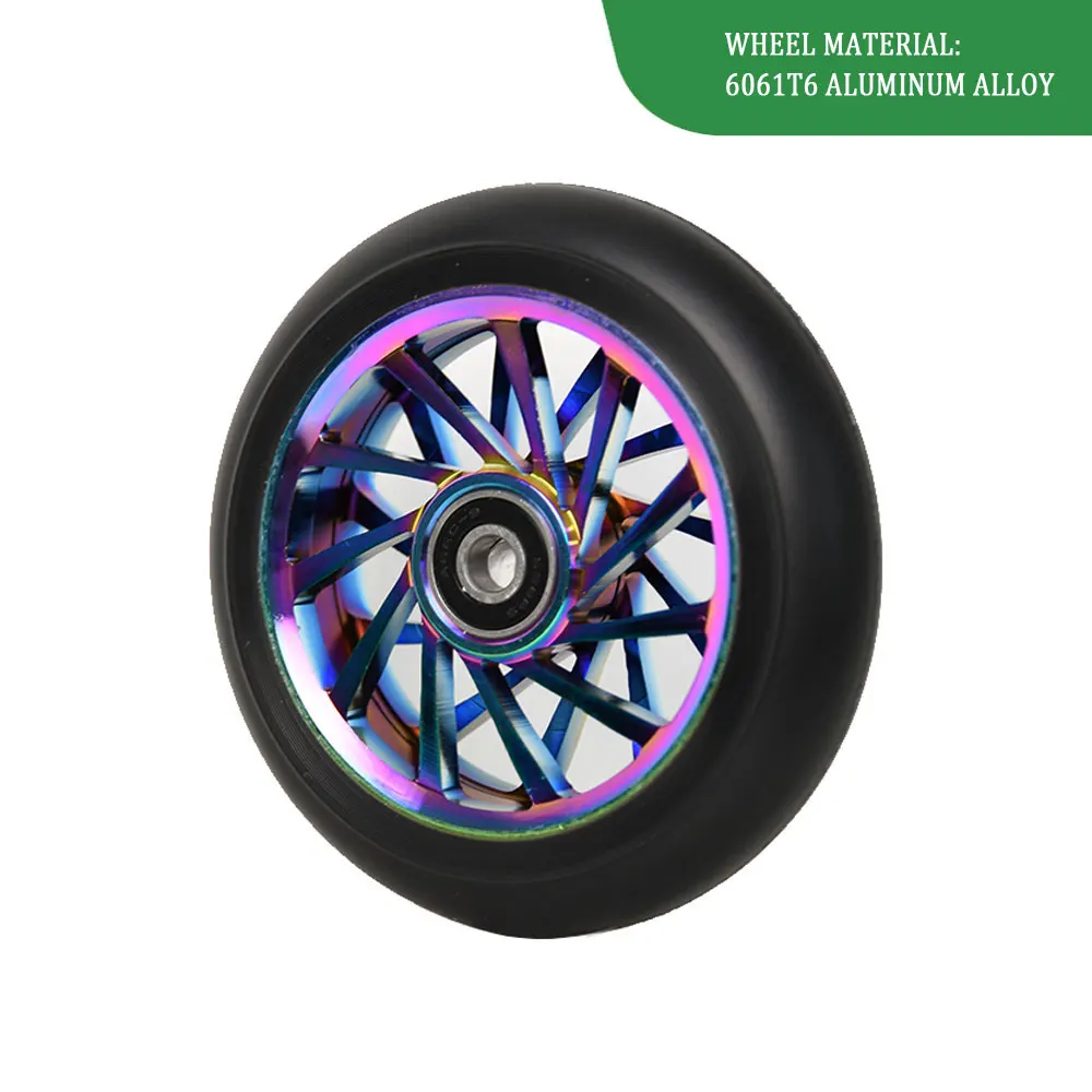 High-Performance Stunt Scooter Wheels - Premium PU Ultra Elastic Wear-Resistant Aluminum Alloy Core ABEC-9 Bearings - 100mm/2Pcs