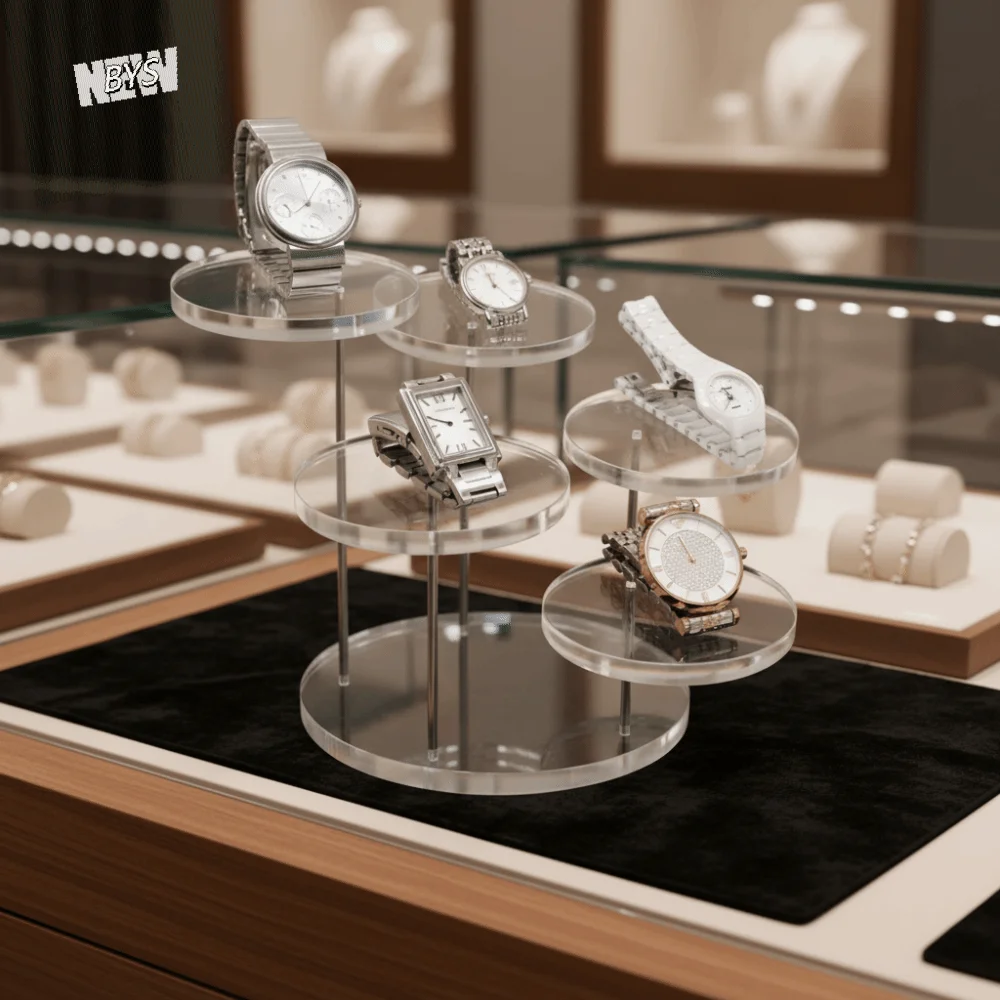 

Transparent Acrylic Display Stand 3-Layer Many Styles Multi-functional Display Stand White Black Acrylic Material
