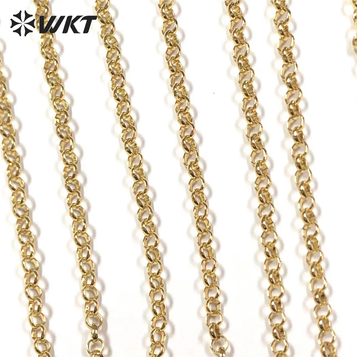 WT-BC186 WKT Wholesale Yellow Brass Plated Round Chain Accessories DIY Link Copper Charming Jewelry Making Necklace