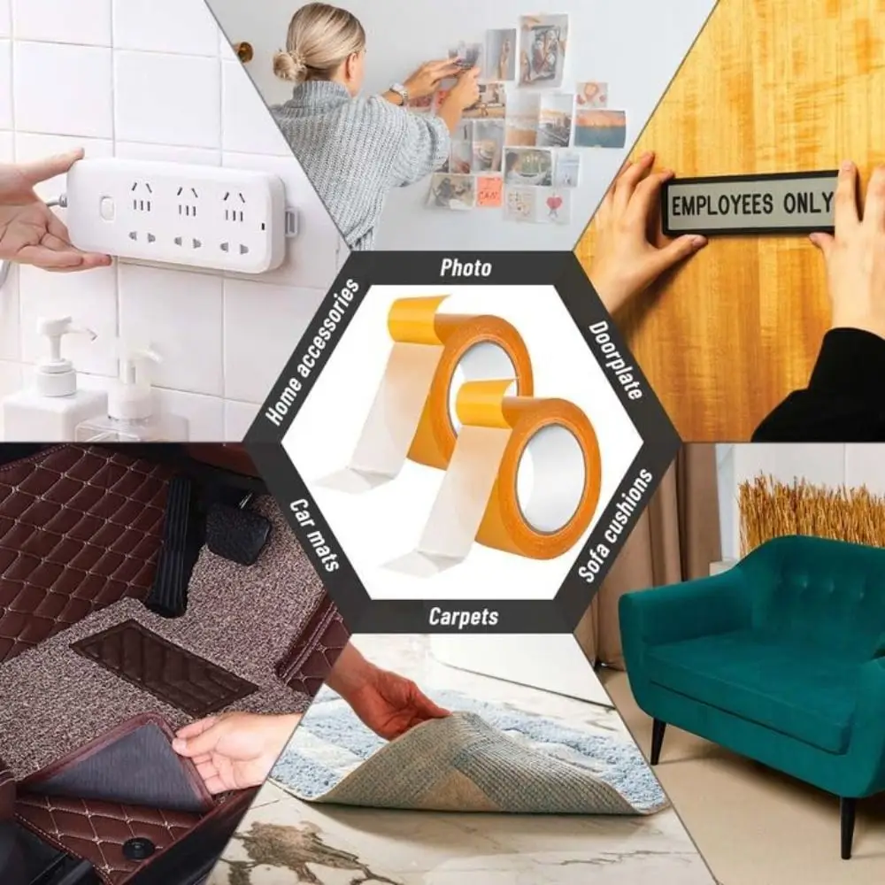 10/20m Heavy Duty Double Sided Tape High Viscosity Waterproof Mesh Grid Fabric Tape Removable Cloth Base Carpet Tape Rug Cushion