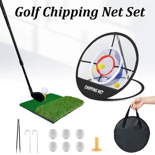 Imagen 2 del producto Red de astillado para práctica de Golf emergente con estera para golpear Golf, objetivo de entrenamiento, red plegable portátil para precisión y práctica de Swing