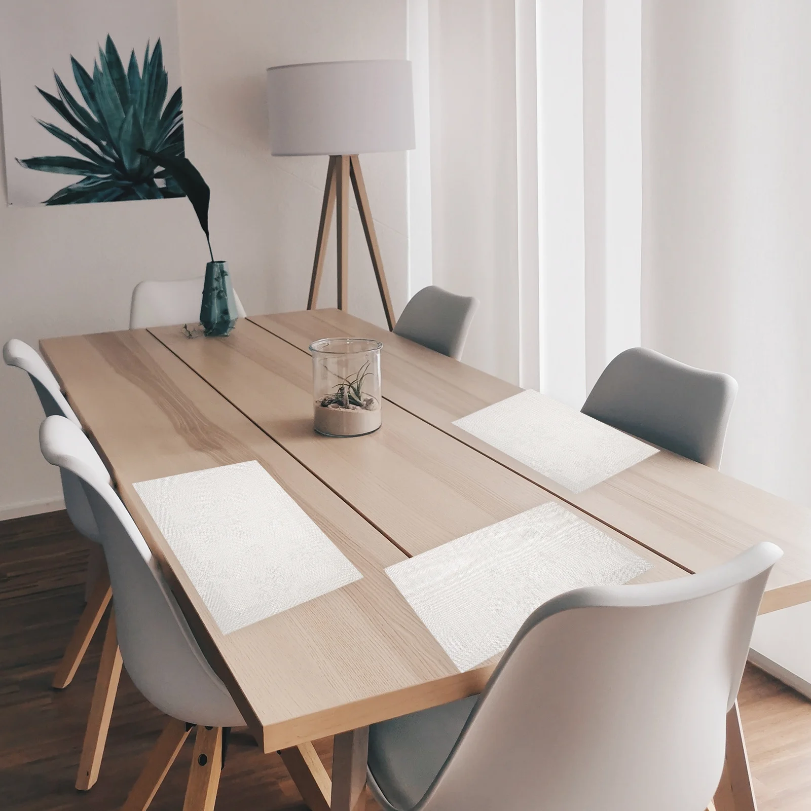 6Pcs Christmas Themed Placemats Exquisite Snowflake Pattern Decorative Table Mats for Xmas Party Home Festival Decoration Heat