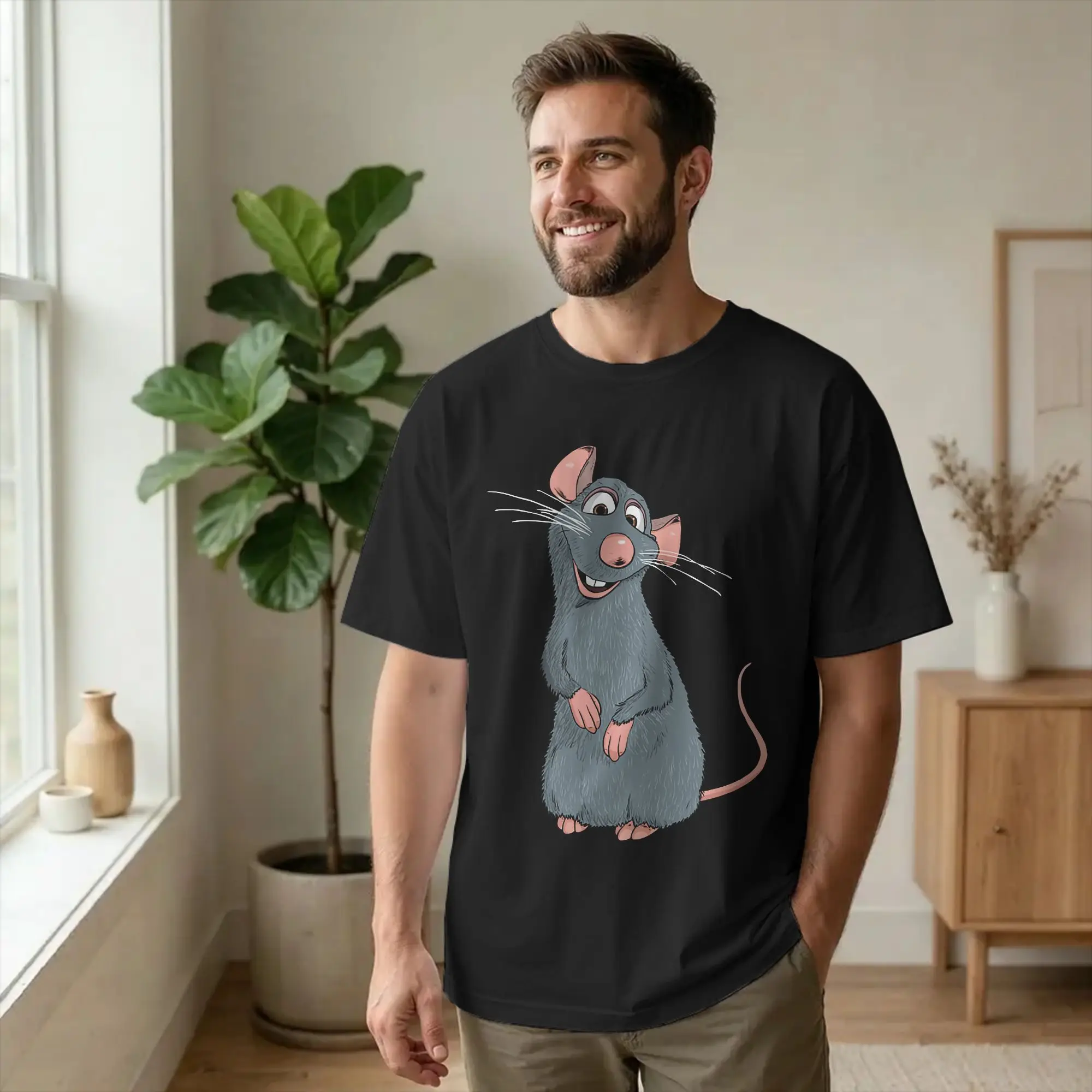 Streetwear Ratatouilles Remy T-Shirt Men's Cotton Short Sleeve  Round Neck Summer Top Tee