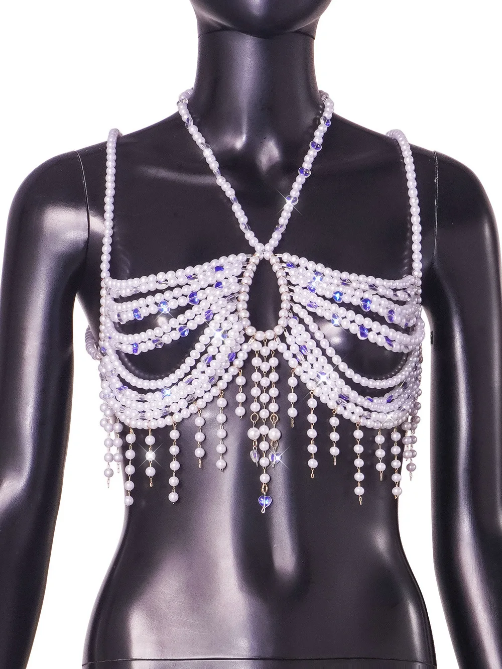 

Body Jewelry Europe And the United States Cross-border Selling Handmade Pearl Spice Girl Tube Top Halter Vest Bra Chain