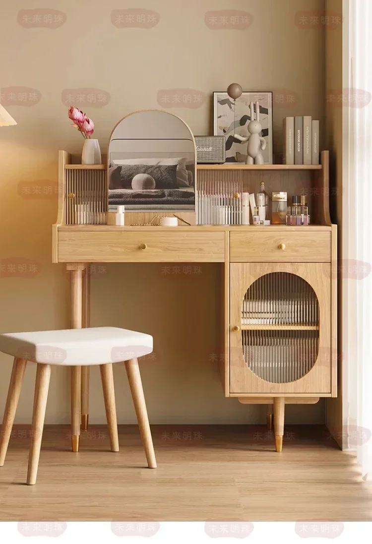 A16 Dressing Table Bedroom Simple Modern 2024 New Small Apartment Storage Chest of Drawers Cosmetic Mirror Makeup Table Integrat
