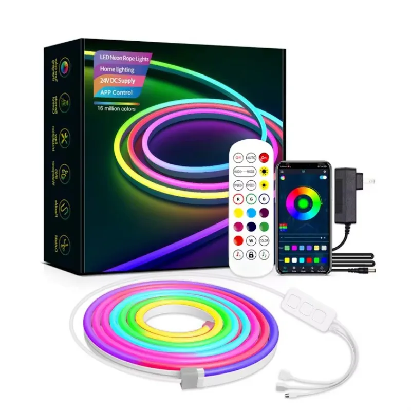 Pixel Neon with Remote & App & Voice Control Flexible RGB Rainbow IP65 Cord Light 12v Light Emitting Diode Smart Neon Cord Light