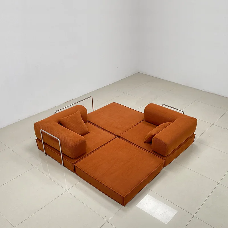 Medieval fabric sofa living room, vacuum compression sofa bed can be rolled up