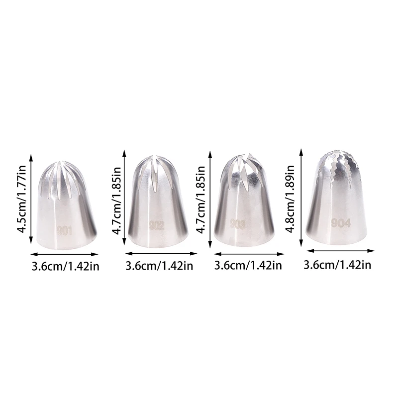 Boquilla de tubería de estrella cerrada de gran tamaño de acero inoxidable 901 902 903 904, puntas para glaseado de crema, herramienta de cocina para hornear pasteles y Fondant