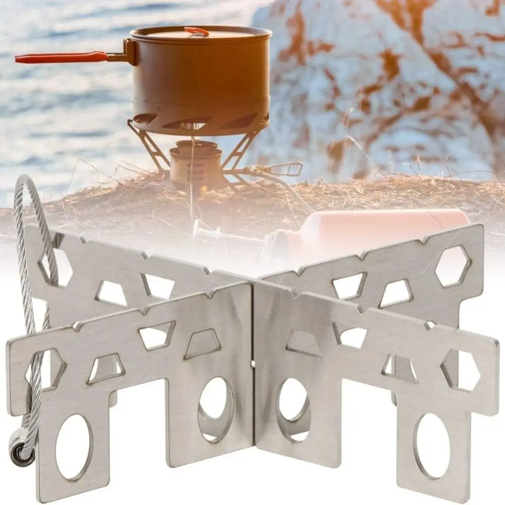 2 pairs Portable Alcohol Stove Stand Mini Cross Anti-Loss Wires Cross Pot Support Rack 201 Stainless Steel Burner Ring Bracket