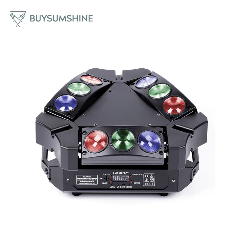 

Buysumshine 60W RGB LEDs Mini 9 Head Bird Moving Head Light Stage Light Effect Light DMX512 Sound Active Light DJ Light