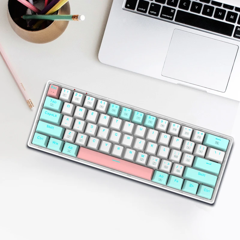 New Release 60-Key Wired Type C LED Gaming Keyboard Transparent ABS Gaming Case Mechanical Keyboard 61-Standard Keys