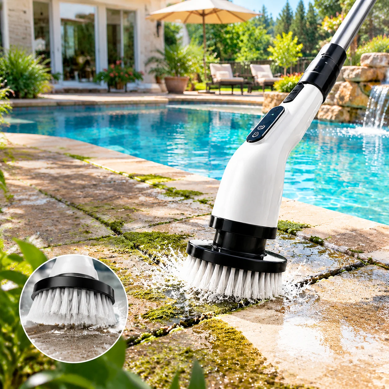 Multi-Purpose Electric Scrubber Kit With Nine Replaceable Attachments For Bathroom And Kitchen Cleaning