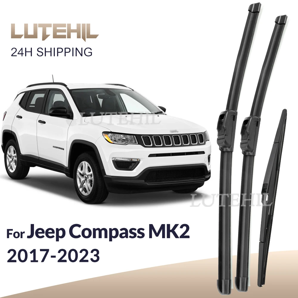 For Jeep Compass MK2 2017-2023 2018 2019 2020 Wiper Front & Rear Wiper Blades Windshield Windscreen Window Brushes 24