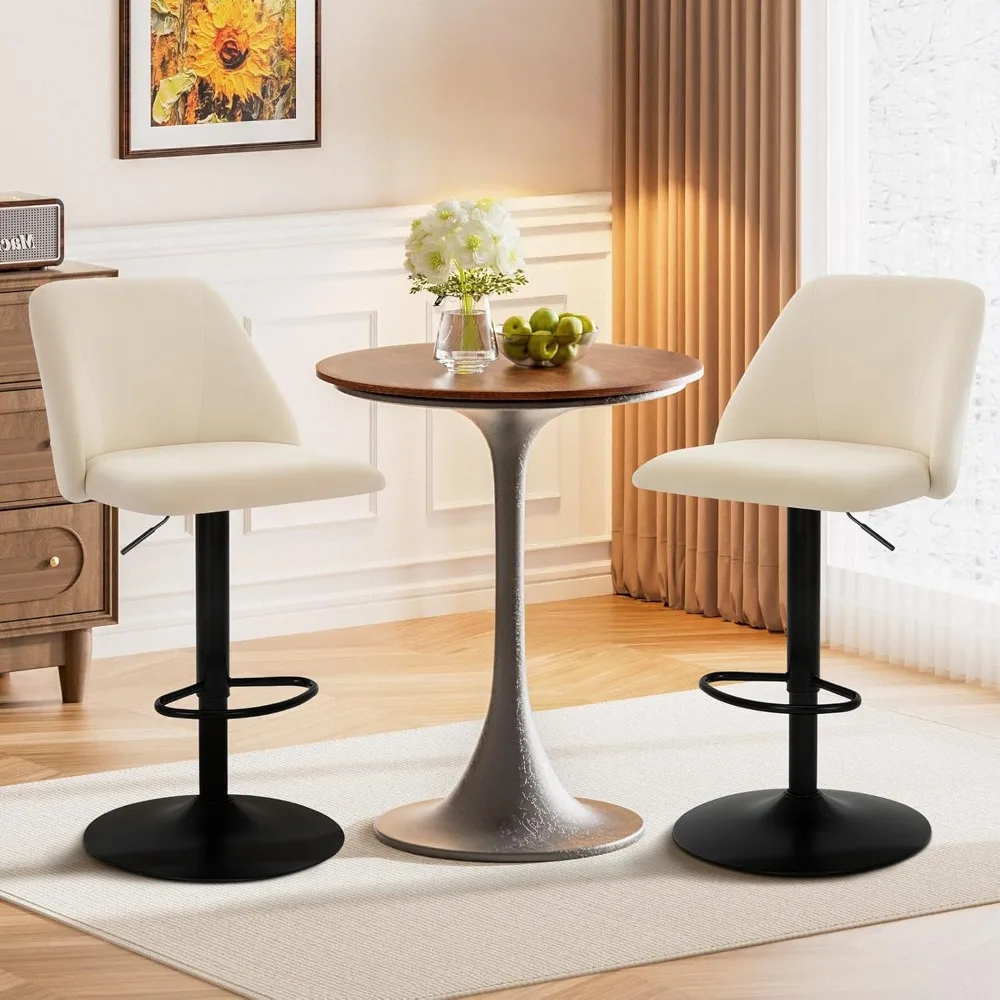 Ensemble de 3 tabourets de bar, chaises de bar pivotantes modernes, tabourets de bar rembourrés réglables, hauteur de comptoir avec dossier complet, tabourets de bar