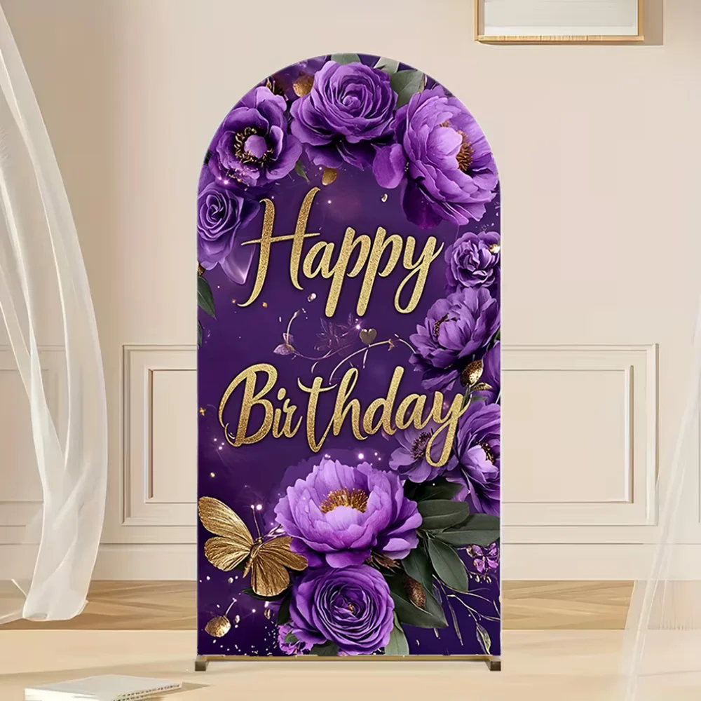 

Purple Butterfly Arch Backdrop Supplies Girl Birthday Party Decorations Floral Background Banner Baby Shower Photography Props