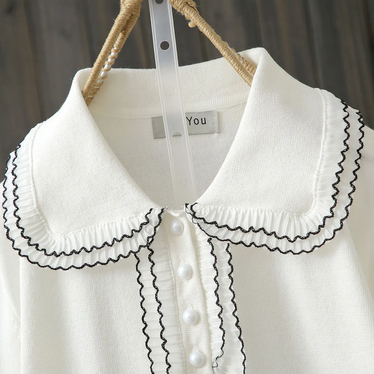 여름 대형 200 파운드 우아한 나무 가장자리 칼라 니트 느슨한 슬리밍 반팔 티셔츠 한국 스타일 코튼 탑