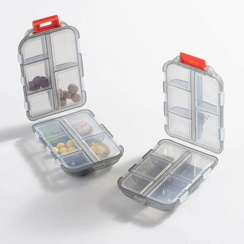 Double-layer Small Pill Box Portable Medicine Box Transparent 10-cell Sealed Medicine Storage Box Camping Equipment Travel