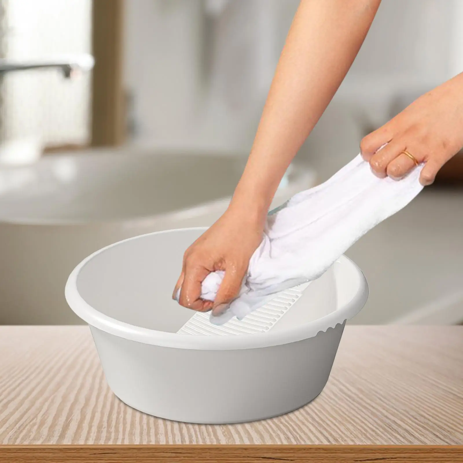 Practical Hand Washing Basin with Textured Washboard Surface for Removing Stains Lightweight Bucket for Outdoor Trips