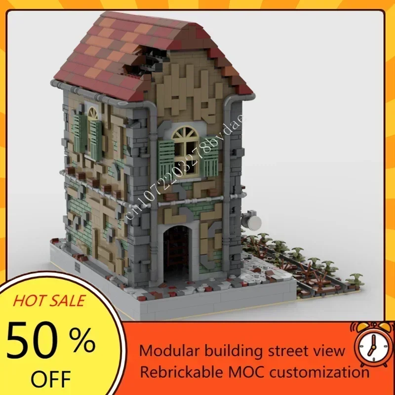 2474PCS Abandoned Train Station Modular MOC Building Model Creative Street View Custom Puzzle Architecture DIY Assembly Toy Gift