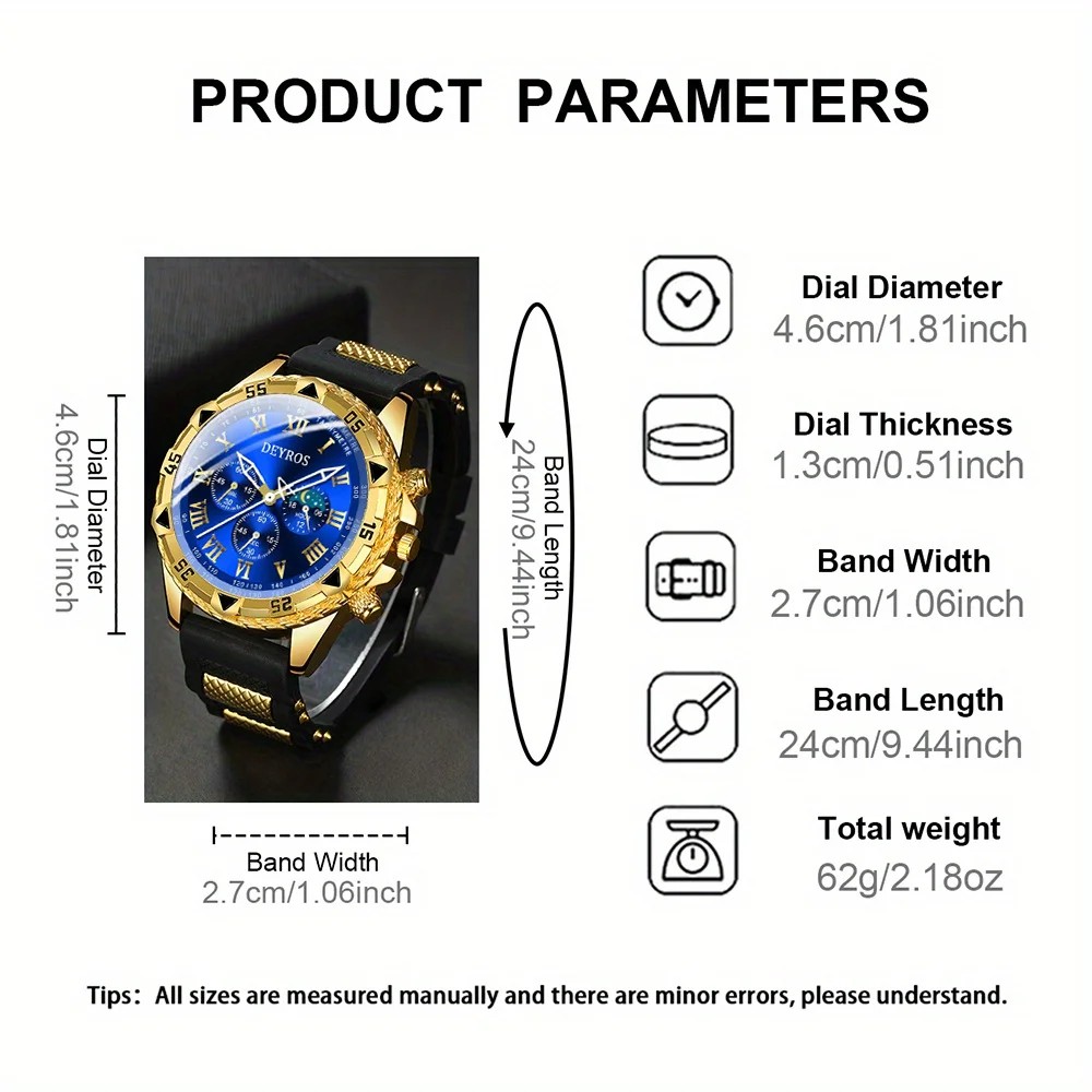 2pcs Men'S Fashion Luxury Round Quartz Watches - Perfect Choice for Daily Matching And Gift Occasions, Birthday Present