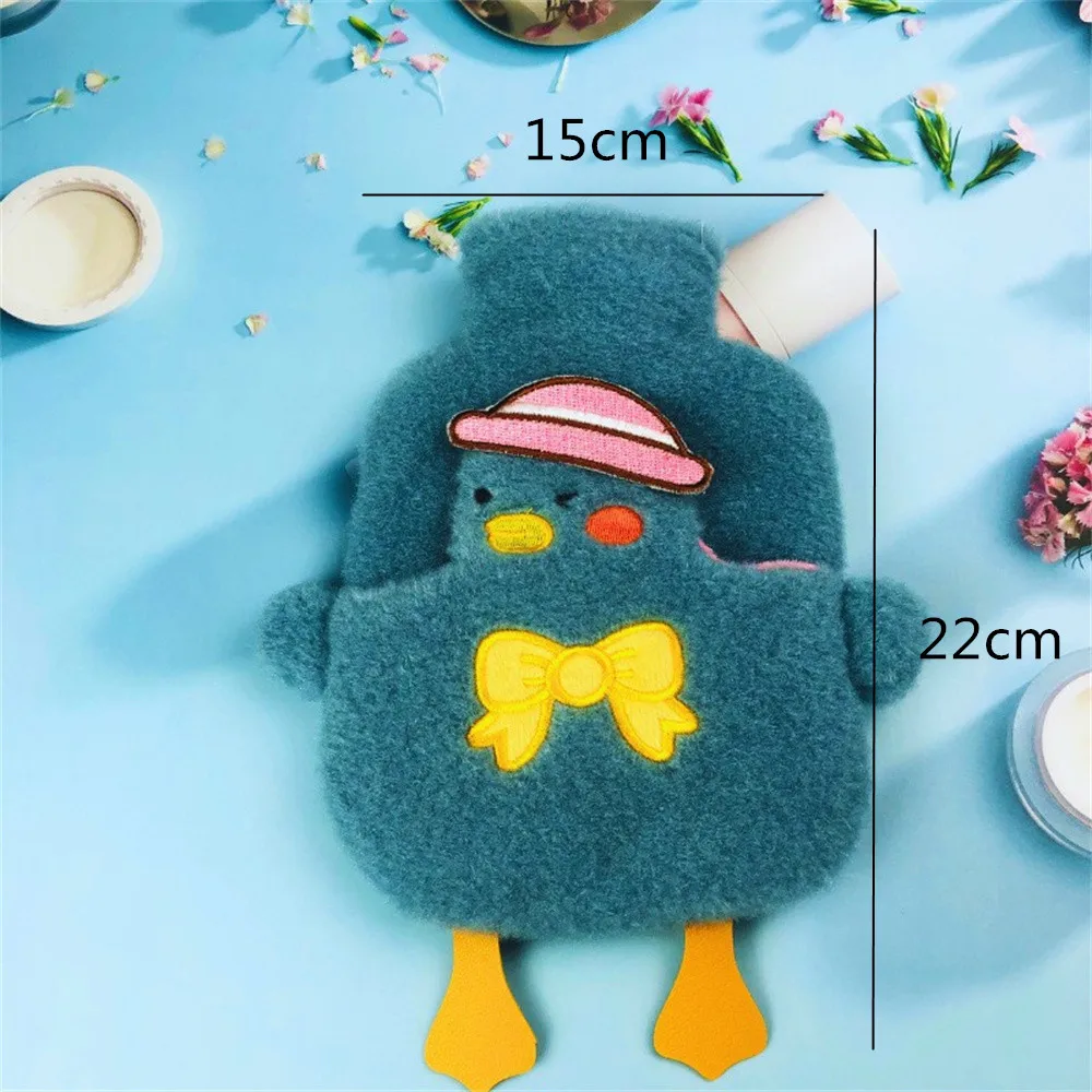 Cute Hot Water Bottle Bag for Girls Plush Shoulder Hand Warmer Heat Pack Warm Belly Instant Hot Pack 500ml Water Heating Pad