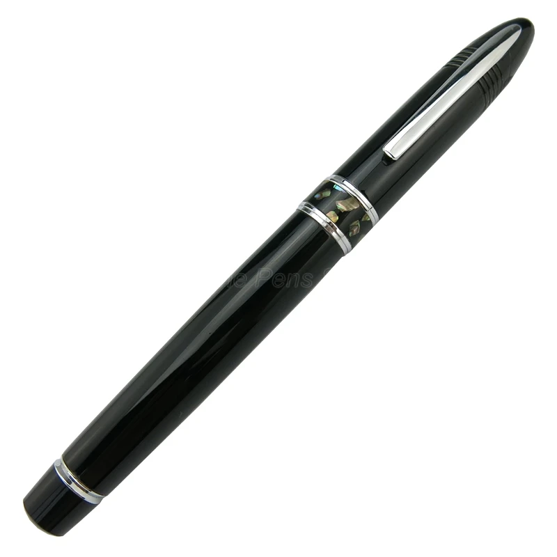 Duke Big Shark Black Barrel Mother Of Pearl Grip Metal Fountain Pen Medium Nib Professional Writing Tool Pen Gift