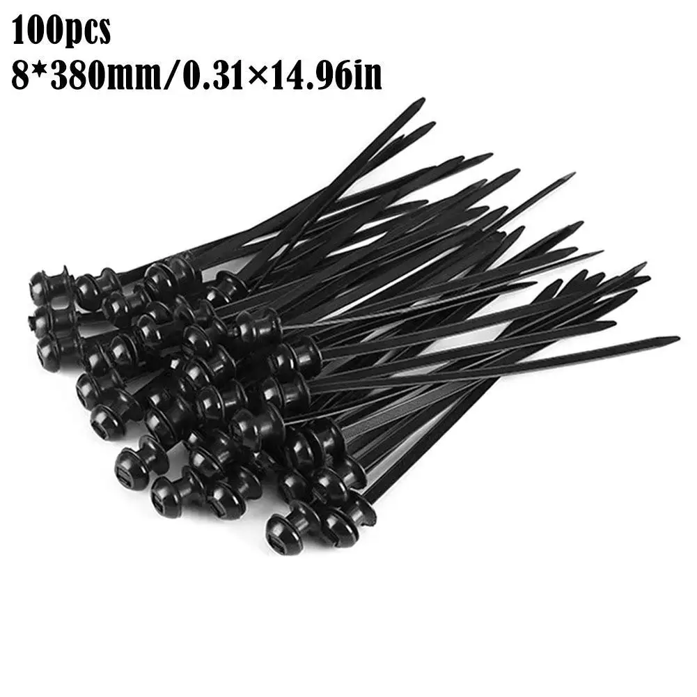

100PCS Nylon Car Zip Ties Double-sided Tooth Fixed Head Universal Cable Tie Buckle Wire Harness Fastener Clamp Clips Cable Ties