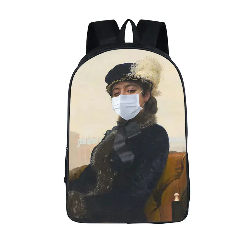 Spoof Famous Painting Venus Wearing A Mask Backpack Women Aesthetics Interesting Knapsack Teenagers Large Capability Schoolbag