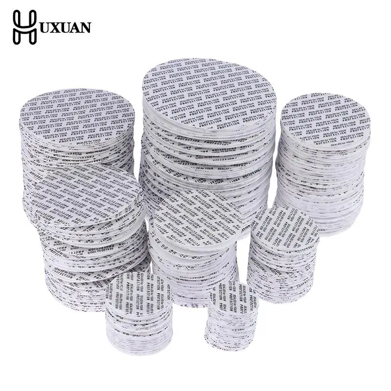 200Pcs Self-adhesive Foam Pressure Sensitive Seal Cap Lining Tamper Resistant Seals Liner For Cosmetic Jar Bottle Pot 20mm-82mm