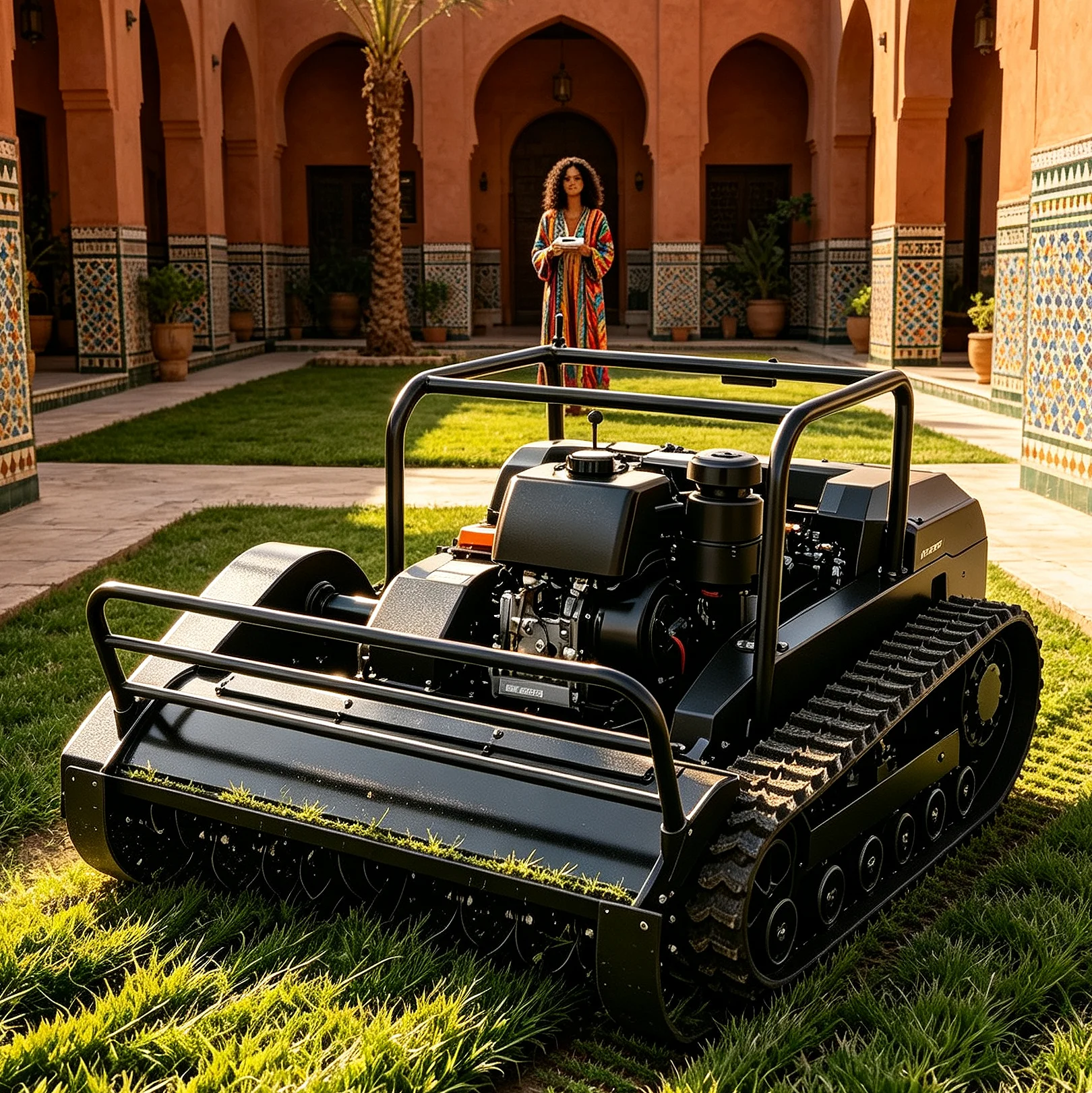 Satellite GPS Intelligent Robot Remote Controlled Lawnmower All Terrain Self Propelled Cordless Lawnmower Oil Electric Hybrid