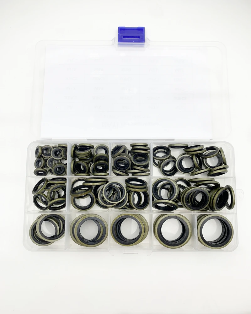 155pcs Bonded Seal Sealing Ring Assortment Kit Oil Drain Screw Combined Washer Seal Set M6 M8 M10 M12 M14 M16 M18 M20 M22