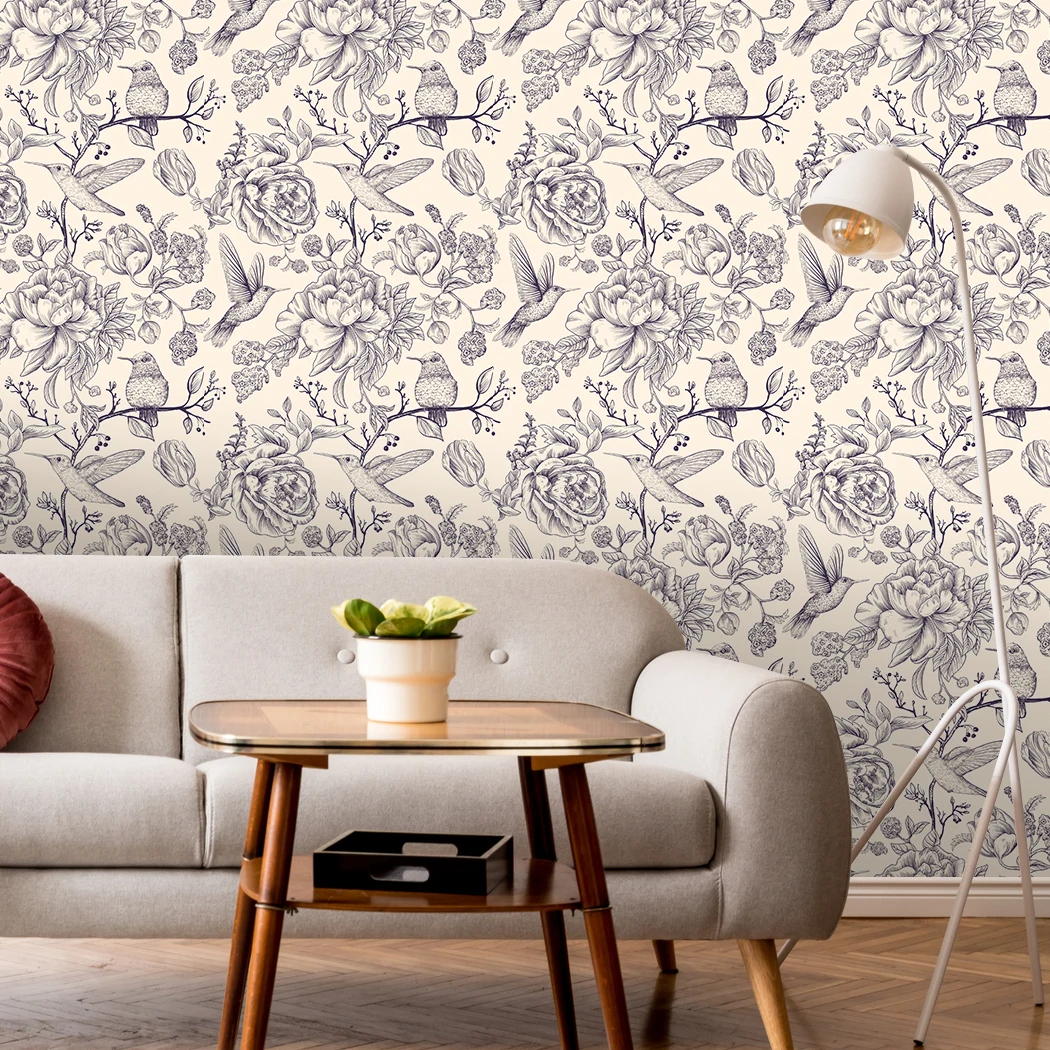 Bedroom Wall Decoration Peel And Stick Wallpaper Self Adhesive Removable Contact Paper Woodpecker Roses Ink Birds Theme