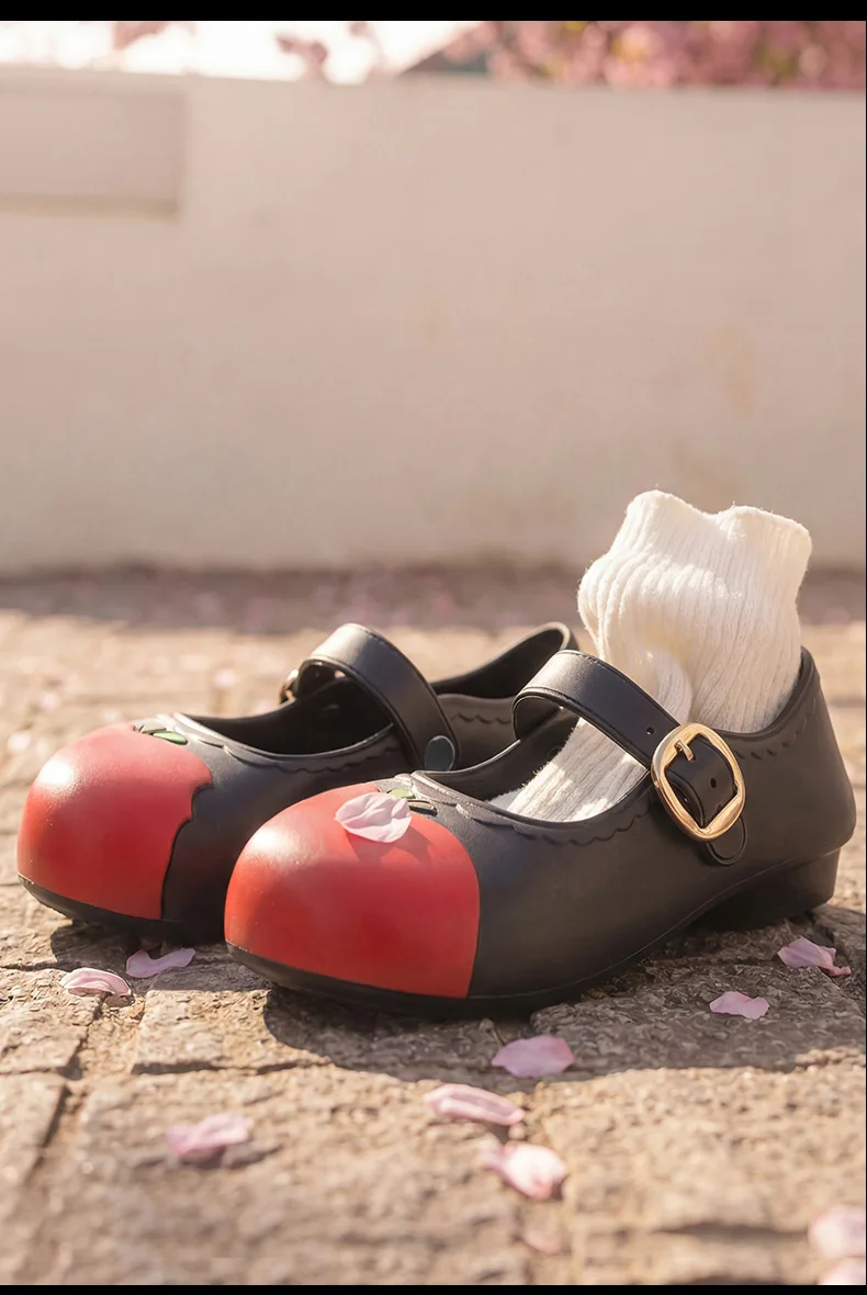 Neue süße Apple Mary Jane Schuhe für Damen mit Schnallenverschluss, runder Zehenpartie, lässige Sommersandalen, wasserdicht, geruchsneutral, EVA-Flachschuhe für Frauen. – Detail 9