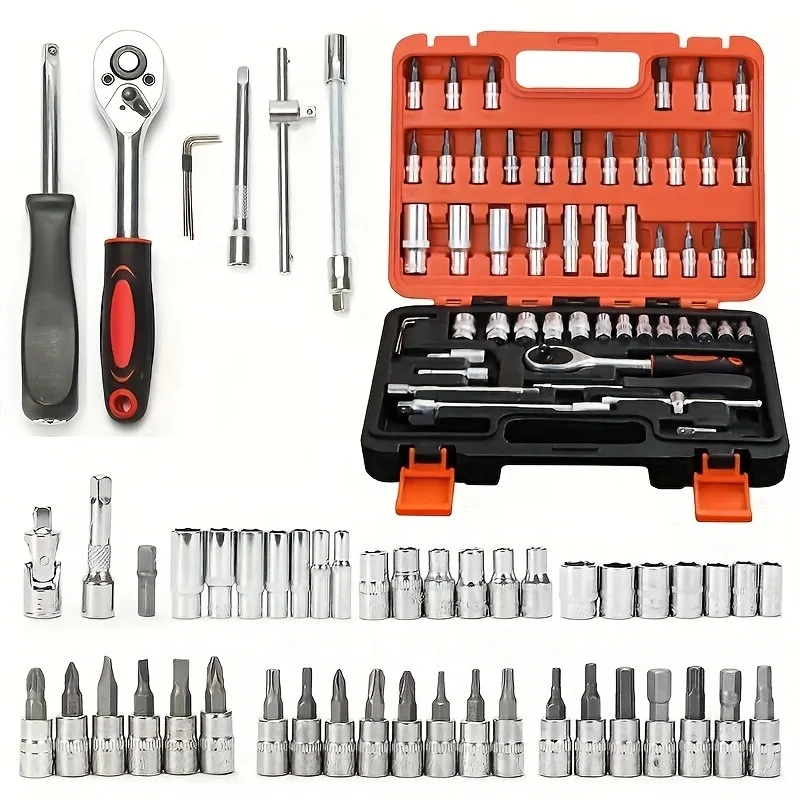 85-Piece Three-Layer Folding Aluminium Toolbox Multi-Function Hand Set Screw Driver Hex Wrench Triple Stack Repair Kit for Home