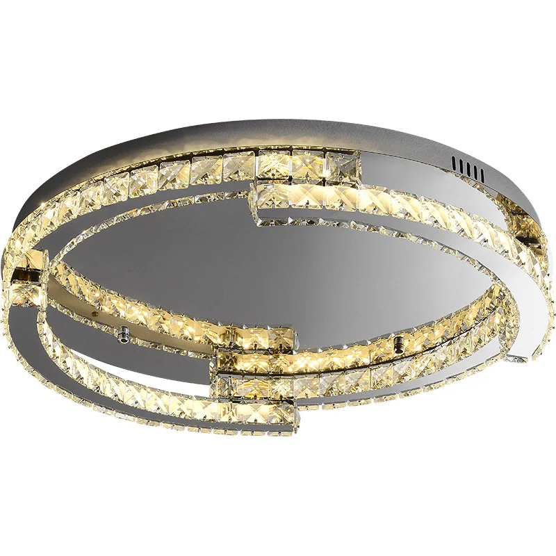 

Stainless steel crystal ceiling lamp light luxury style small living room lamp Italian minimalist room bedroom lamp lighting