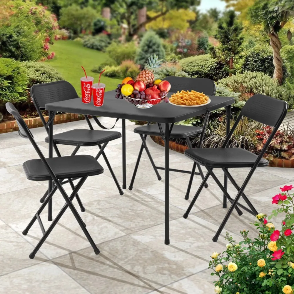 

2024 New Mainstays 5 Piece Resin Card Folding Table and Four Folding Chairs Set