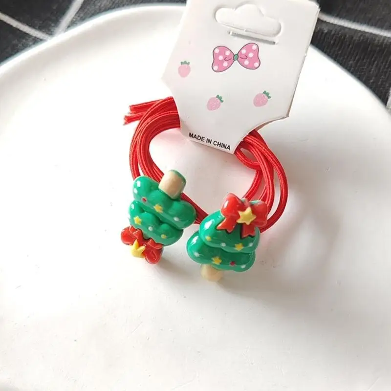

39BB Christmas Hair Ornaments For Children 5/10Pairs Assorted Colors Flexible Resin Scrunchies Gift